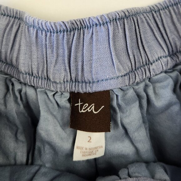 Tea Collection Amata Linen Cotton Chambray Embroidered Midi Skirt sz 2 - Picture 5 of 7